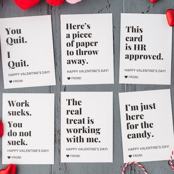 Funny Coworker Valentines, Set#3, Office Valentine's Day Party, For Colleague, For Boss, For Employees, Printable Valentines, Coworker Gifts