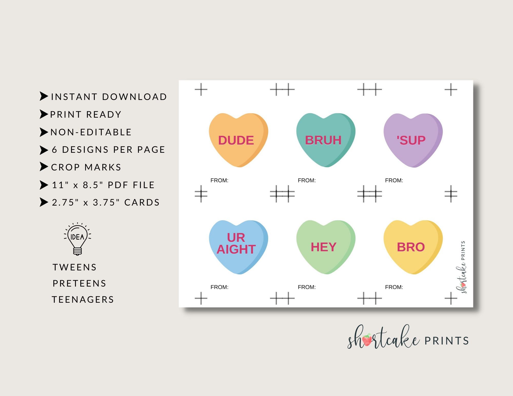 Bruh Valentines Cards for Tweens and Teens, Kids Funny Valentine Cards ...