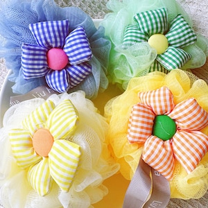 2 pack Organic Cotton Shower Pouf | Gentle Exfoliating Body Loofah | Handmade Bath Pouf  | Organic Gift | Eco Friendly Gift