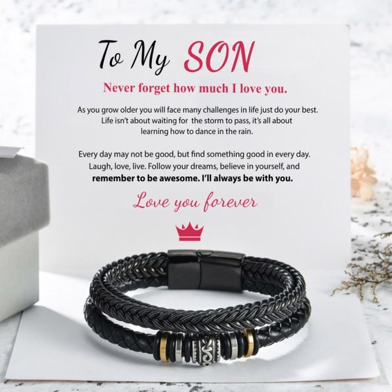 To My Son Bracelet Men s Leather Bracelet Birthday Gift Gift