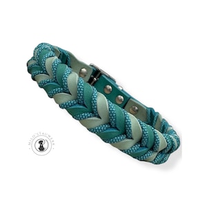 Geflochtenes Fettlederhalsband Hundehalsband Lederhalsband  individuell personalisierbar mit 1 bis 3 Paracords handgefertigt nach Maß