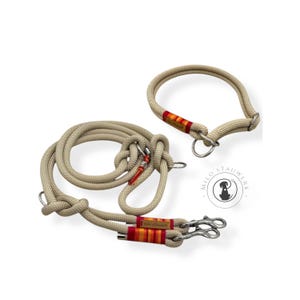Summer dog set Adjustable rope leash with choke collar Dog leash Dog collar rope handmade individually personalizable safe