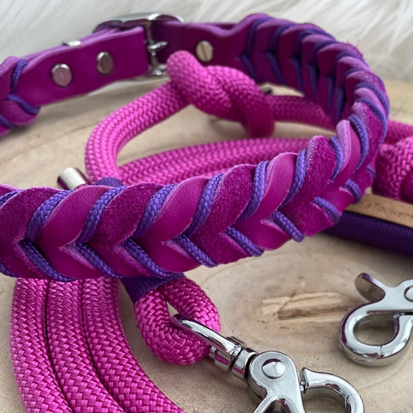 Braided fat leather collar, desired color possible