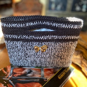 Black & White Vintage Look Crocheted Purse