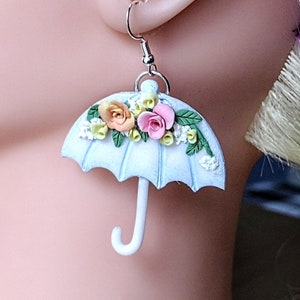 Umbrella earring, back to school, teacher earrings, weather jewelry, cute dangle earring, handmade earring, whimsical jewelry