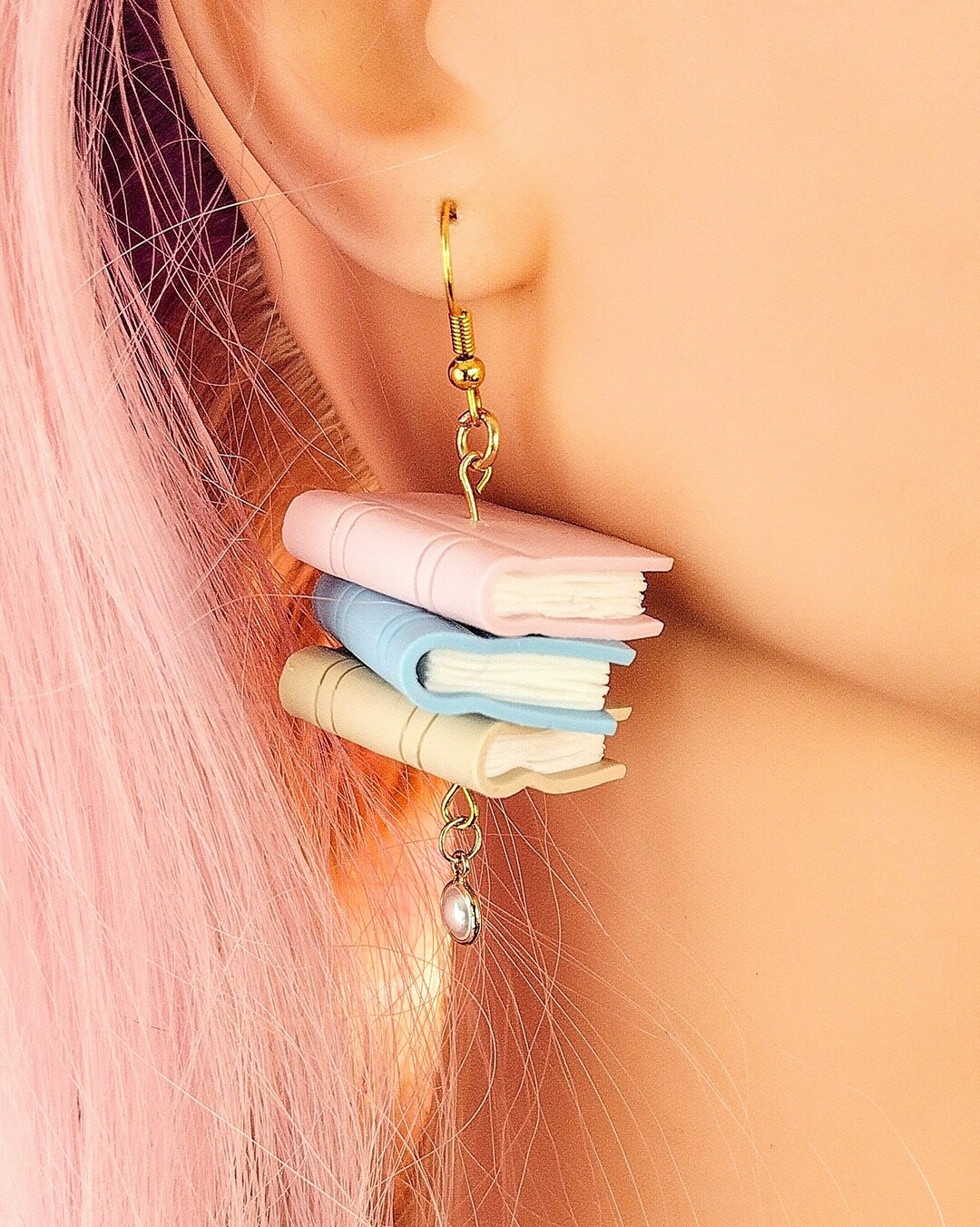 NEWEI Acrylic Book Stack Earrings - Retro Vintage Dangle Jewelry For Book Lovers & Teachers - View #6