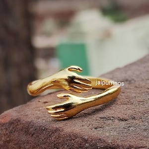 92.5 silver ring .Love Hug Ring - Waterproof Gold Ring - Cute Hug Ring - Minimalist Ring UK - Stackable Ring - Valentines Day