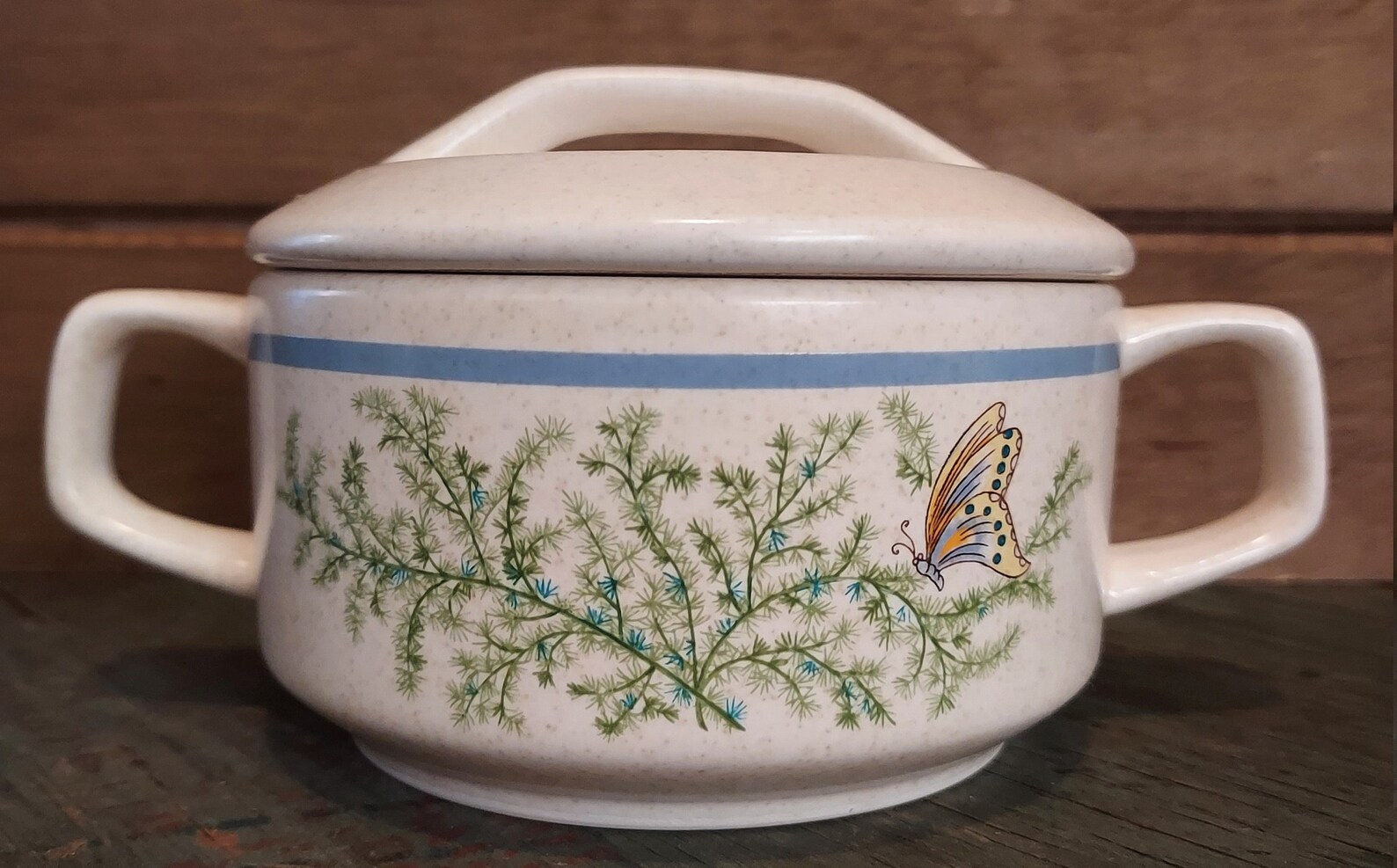 Vintage Lenox Butterfly Round Dish Farmhouse Sugar Bowl Dish With Lid