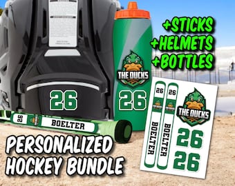 Personalized Hockey Stickers Bundle | Customized Stick, Helmet Numbers, and Team Logo Decals
