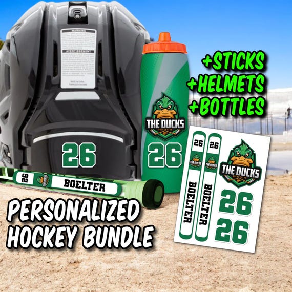 Personalized Hockey Stickers Bundle | Customized Stick, Helmet Numbers, and Team Logo Decals