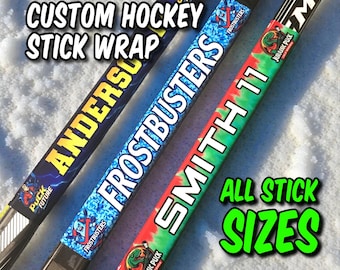 Envoltura personalizada para palo de hockey de 10 pulgadas: nombre, número y logotipo del equipo personalizados.