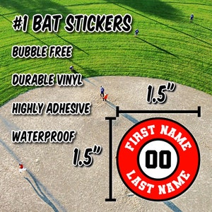 Bat Knob Sticker, Baseball And Softball Bat Tag Decals, Kiss Cut Durable Vinyl