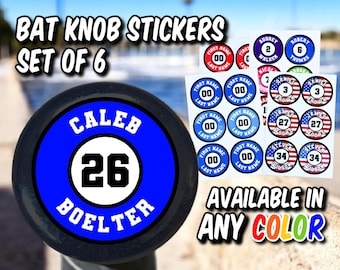 Pegatinas personalizadas para perillas de bate de béisbol y sóftbol (juego de 6)