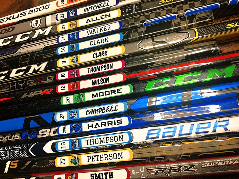 Personalized Hockey Stickers Bundle | Customized Stick, Helmet Numbers, and Team Logo Decals image 4