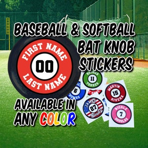 Bat Knob Sticker, Baseball And Softball Bat Tag Decals, Kiss Cut, Waterproof Durable Vinyl