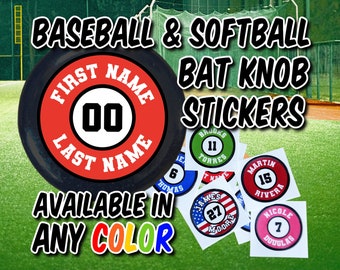 Bat Knob Sticker, Baseball And Softball Bat Tag Decals, Kiss Cut, Waterproof Durable Vinyl