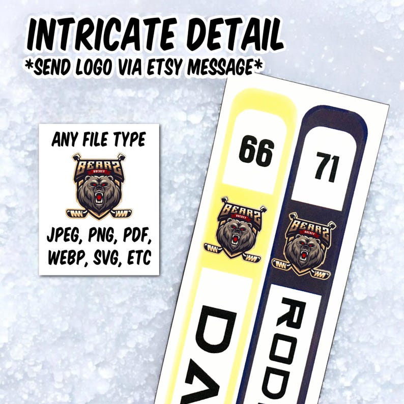 Personalized Hockey Stickers Bundle | Customized Stick, Helmet Numbers, and Team Logo Decals image 9