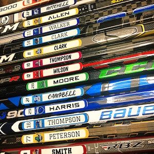 Pegatinas personalizadas para palos de hockey / Calcomanías para palos de lacrosse / Etiquetas troqueladas de fácil aplicación para deportes imagen 2