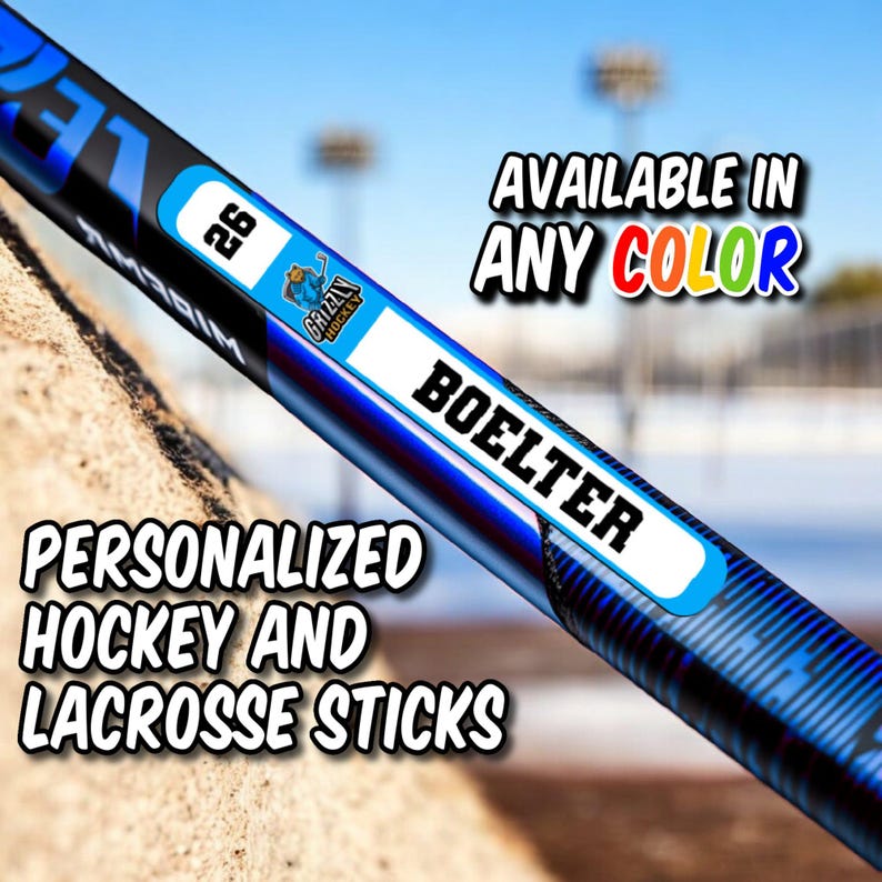 Personalized Hockey Stick Stickers | Lacrosse Stick Decals | Kiss Cut Easy Apply Labels for Sports