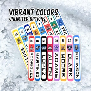 Personalized Hockey Stickers Bundle | Custom Hockey Stick, Helmet & Water Bottle Stickers for Gifts and Teams