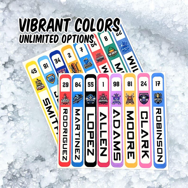 Personalized Hockey Stickers Bundle | Custom Hockey Stick, Helmet & Water Bottle Stickers for Gifts and Teams