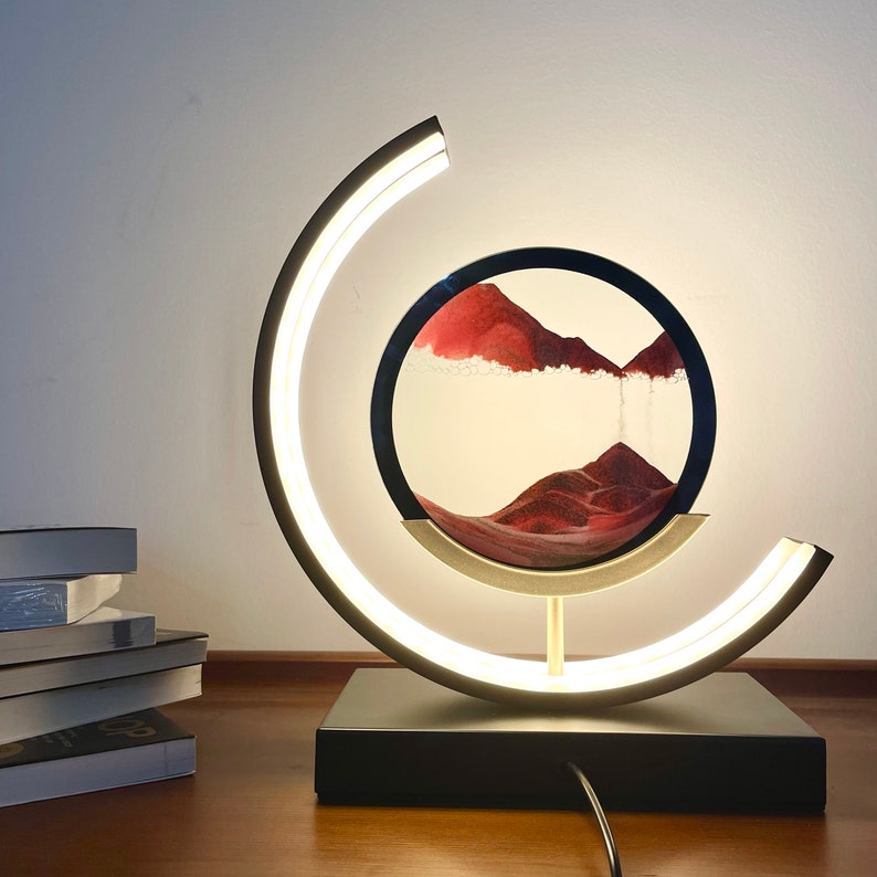 Quicksand Art LED Bedside Table Lamp Night Light Moving Sand Etsy