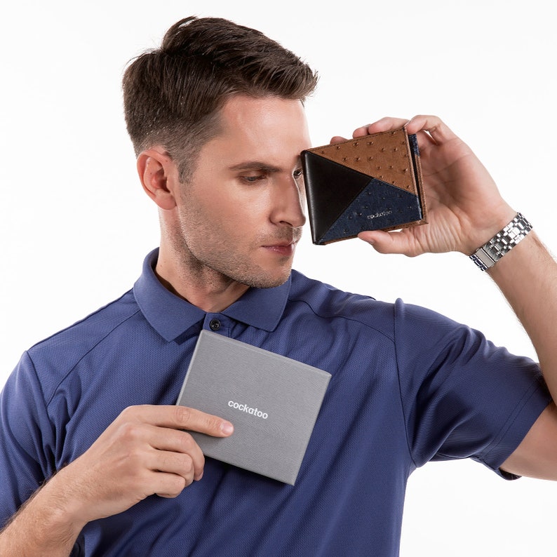 Cockatoo Genuine Leather Bifold Wallet for Mens With Zipper Etsy