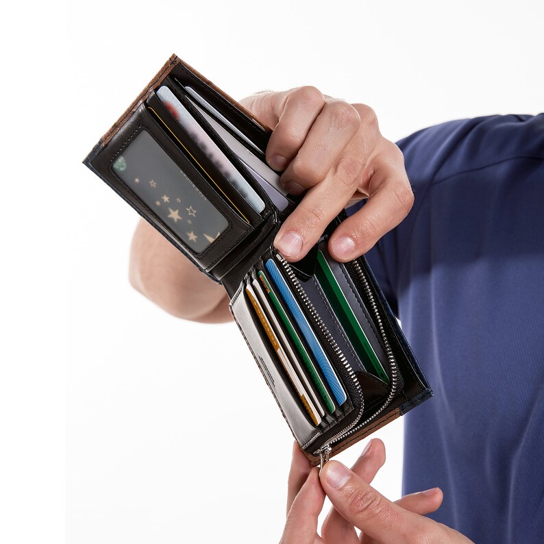 Cockatoo Genuine Leather Bifold Wallet for Mens With Zipper Etsy