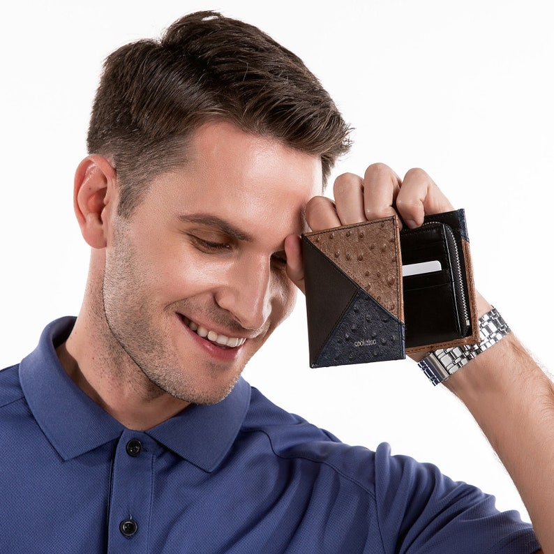 Cockatoo Genuine Leather Bifold Wallet for Mens With Zipper Etsy