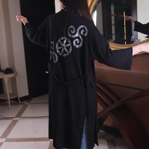 Boho Morning robe, Organic Cotton Muslin Spa Robe, Bridal Robe, Yoga Robe, Bohemian Kimono, Music Festival Kimono, Bridesmaid Robe, Gift