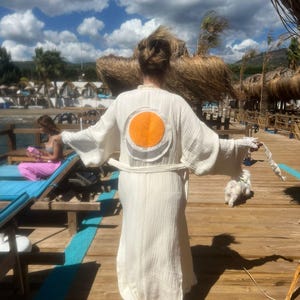 Organic Sacred Kaftan, Muslin Kimono, Cotton Kaftan, Beach Robe, Boho Bathrobe, Spa Robe, Morning Robe, Boho Cardigan, Dressing gown