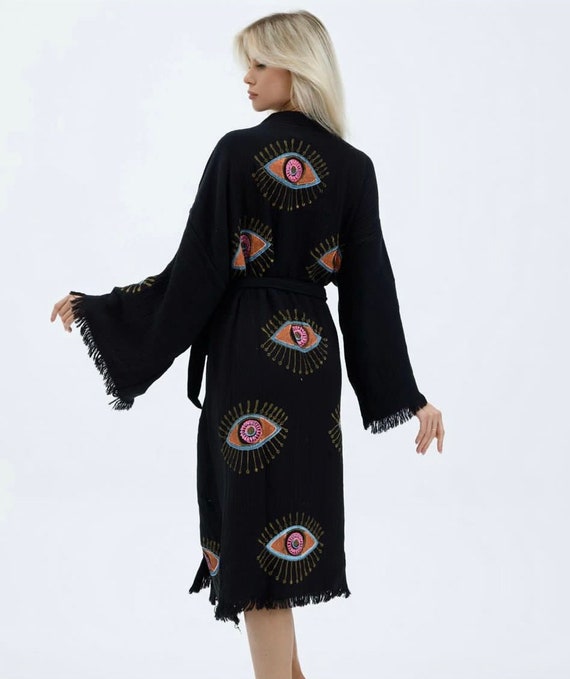 Black dress with kimono cardigan online