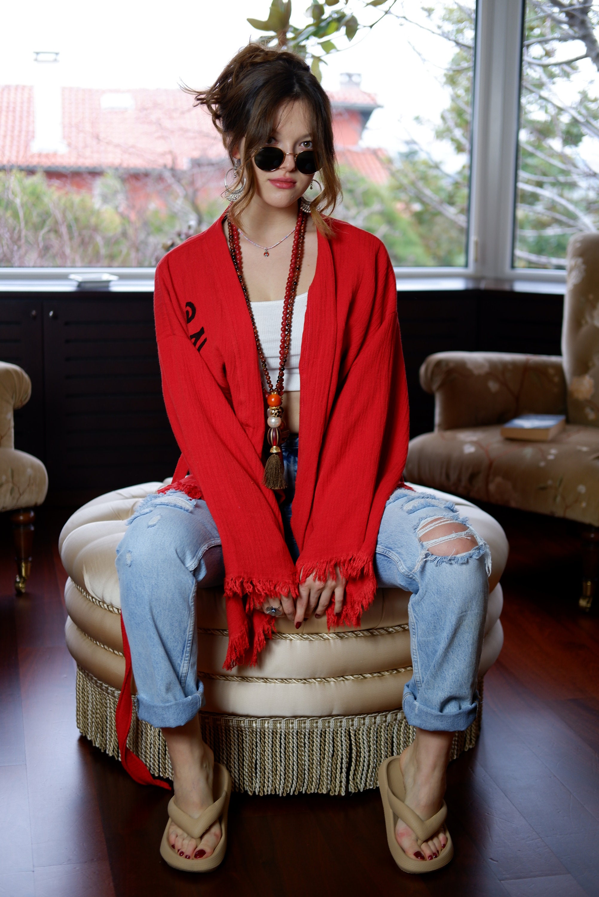 Red Kimono Cardigan Etsy