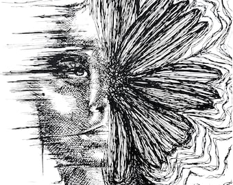 Pen and Ink Art Print: Clarity- Unique Black and White Wall Decor (8.5x11)