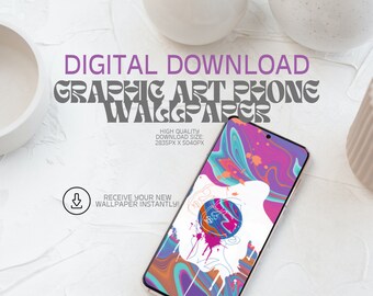 Colorful Abstract Phone Wallpaper: Graphic Art- Spacey (Digital Download)