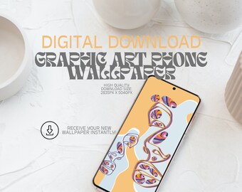 Faces Phone Wallpaper: Colorful Graphic Art- Searching (Digital Download)