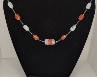 Murano glass necklace on stainless steel chain