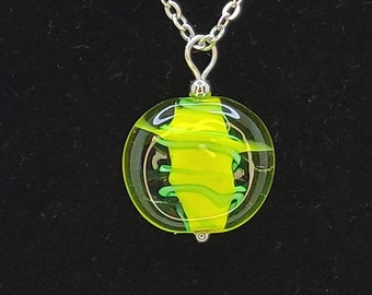 Murano glass pendant necklace on stainless steel chain