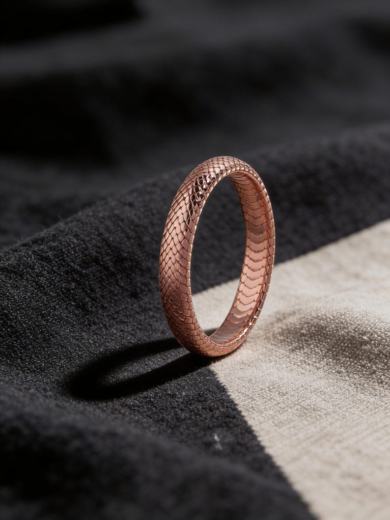 Snake Skin Pattern Rings Snake Skin Band Ring: Silver or Gold, Engraved Stacking Design - Etsy
