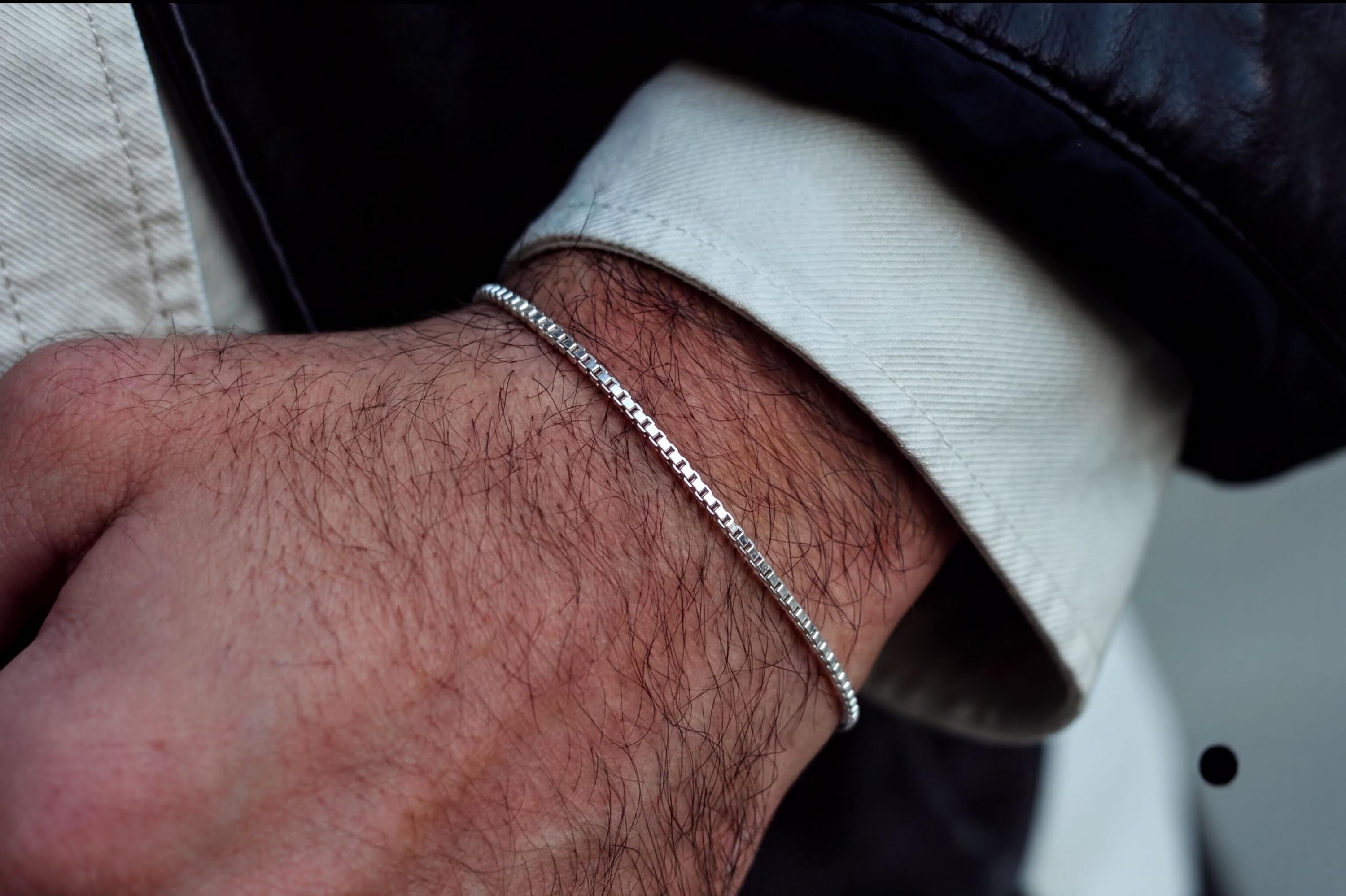925 Sterling Silver Box Bracelet, Venetian Chain Minimalist Jewelry, Dainty Gold Rose Plated Gift