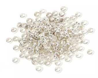 100pcs-Round Crimp Beads Silver Plated|Jewelry Making Supplies Wholesale|Shiny Silver Crimp Bead|Bead Tip|Crimp Bead|Spacer Bead|Finding 2mm