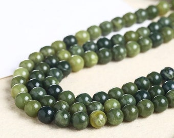 Natural Canadian Nephrite Jade|Gemstone Round beads|canadian jade beads 6mm 8mm| nephrite beads|loose beads for jewelry making| 15''strand