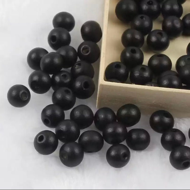 Black Wood Beads Round Wooden Beads 6mm High Quality Boho Round