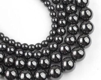 Grade AAA Black Hematite Beads | Genuine Natural Gemstone | loose round hematite beads 4mm 6mm 8mm | 16'' strand