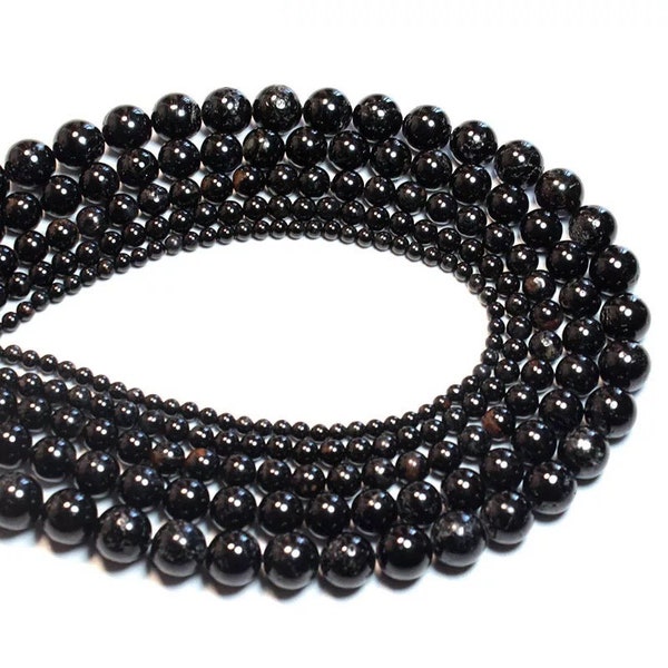 Black Tourmaline Beads|AAA Genuine Black Tourmaline |Gemstone|Triple Protection|Purify|Natural Black Tourmaline Bead Round 6mm 8mm 15’’strand