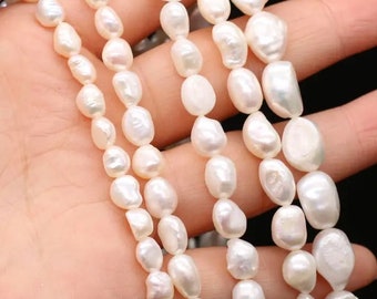 100% Natural Baroque White Freshwater Pearls|Irregular Shaped Pearls for Jewelry Making|Necklace|Bracelet|Wholesale14inch 5-6mm 7-8mm 9-10mm