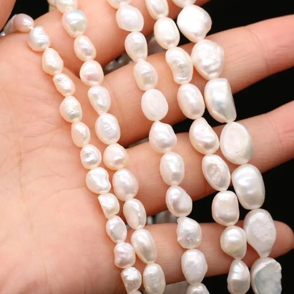 100% Natural Baroque White Freshwater Pearls|Irregular Shaped Pearls for Jewelry Making|Necklace|Bracelet|Wholesale14inch 5-6mm 7-8mm 9-10mm