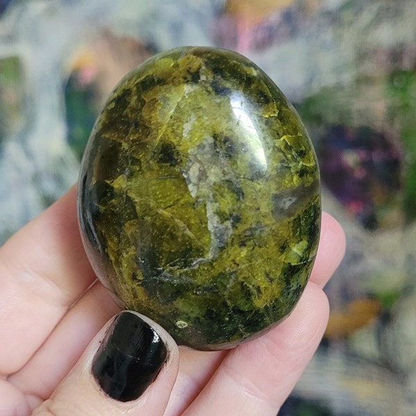 Beautiful Rare African Green Opal Palm Stone, Reiki Healing Tool