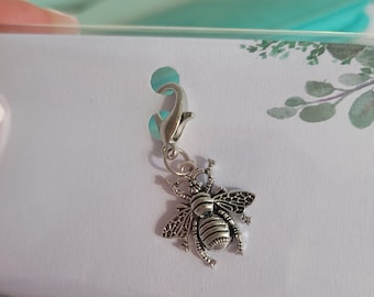 Journal Charm (Medium) | Silver Bee Charm | Stationary| Dangle Charm| Planner Charm | Bumble Bee | Silver | Zipper Charm | Accessory | Diary