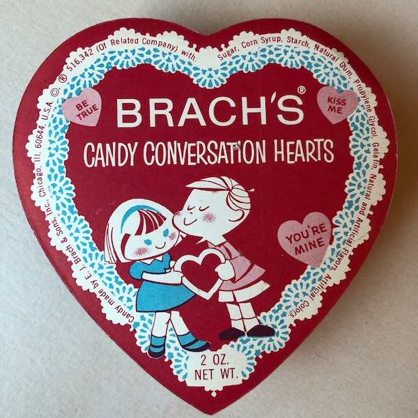 Vintage Brach es Candy Conversation Herzen Schachtel - Herzförmige Box